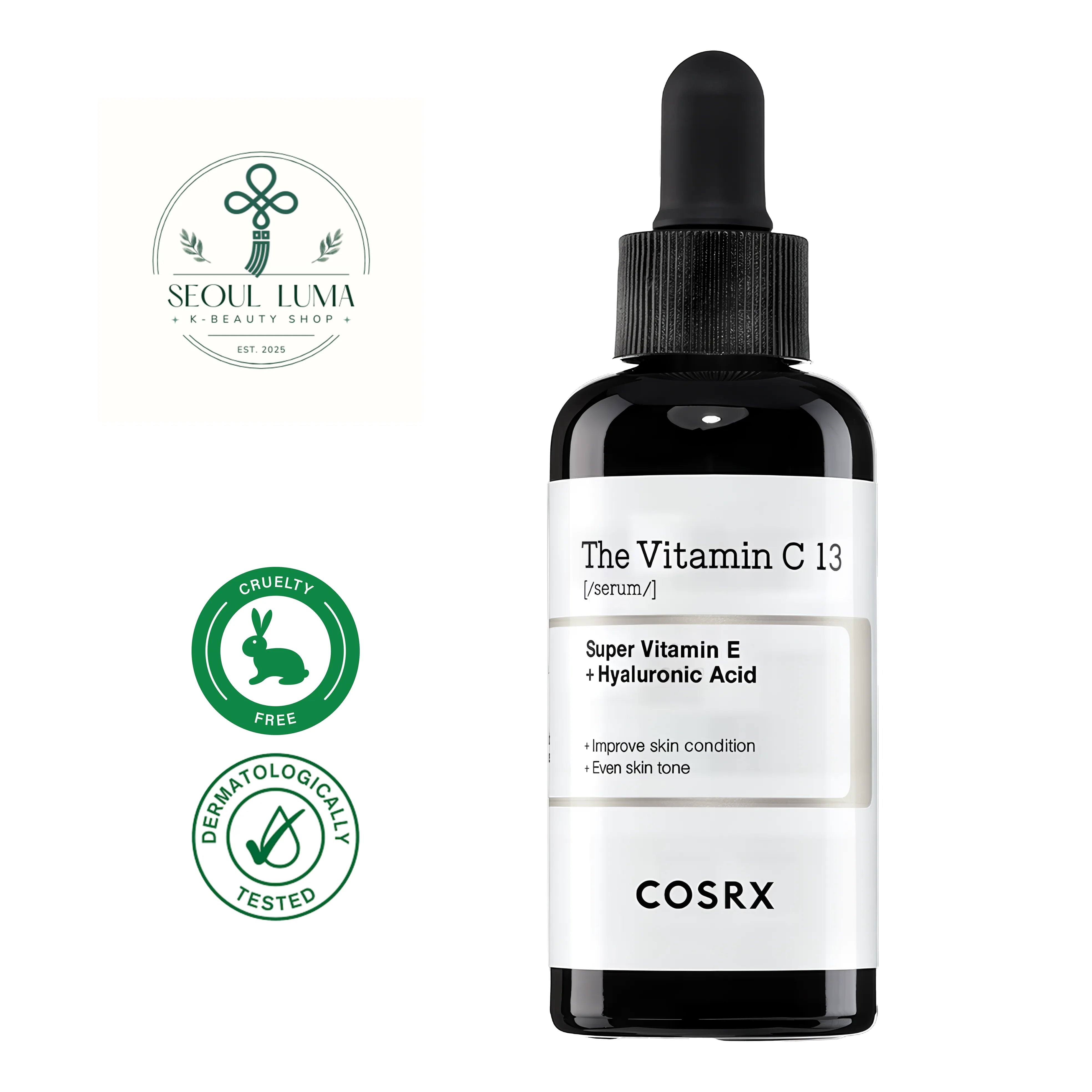 COSRX The Vitamin C 13 Serum 20ml - Gentle daily vitamin C serum with 13% pure ascorbic acid for brightening and hyperpigmentation